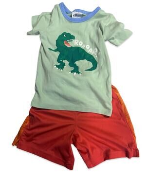 H&M DSG Boys Outfit Size 5T Dinosaur T-Shirt Orange Athletic Shorts